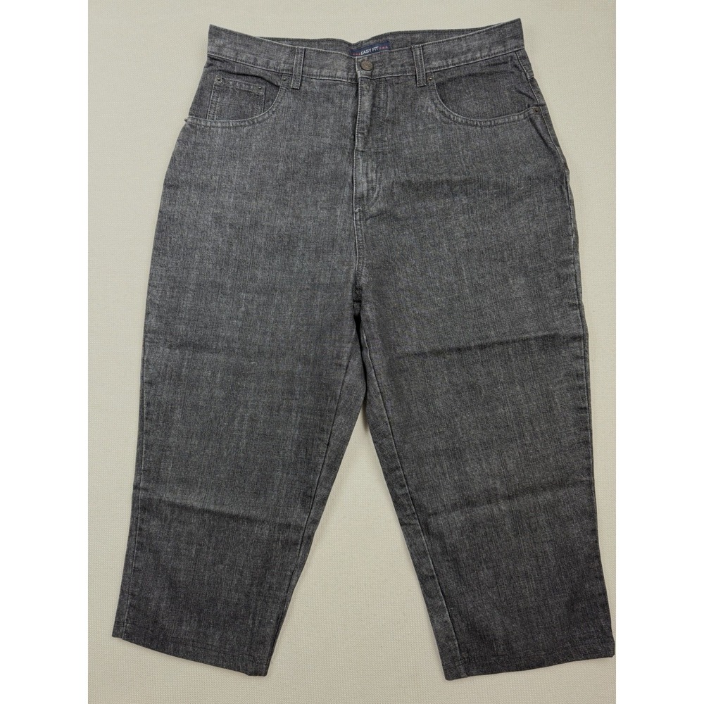 Bill Blass Jeans Easy Fit Women's Size 16 Light‎ Black Denim Crop Capri Short